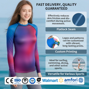 Tùy chỉnh Gradient phát ban bảo vệ cho phụ nữ bốn chiều căng UPF50 lướt freediving thăng hoa in ấn cá nhân logo Rashguard - Product Image 3