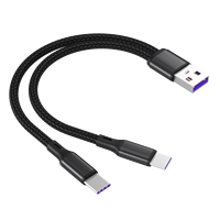 Vente en gros 1.2m câble de données USB 2 en 1 Type c micro ports charge rapide 5A nylon haute vitesse téléphone portable câbles de données USB