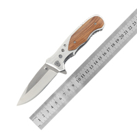 Couteau de Survie Pliant Populaire en Stock, Design Argent Aluminium et Bois
