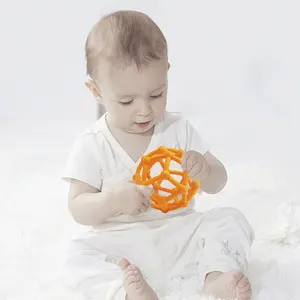 Bpa Free Baby Beißball Kau spielzeug New Food Grade Silikon Baby Beißring Spielzeug für Kleinkinder 3 Monate