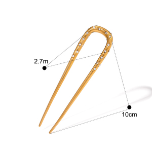 Thép không gỉ sang trọng kim cương tóc <span class=keywords><strong>pins</strong></span> đối với phụ nữ Bridal phụ kiện bán buôn 18K vàng mạ tóc trang sức cho cô gái Wedding - Product Image 6