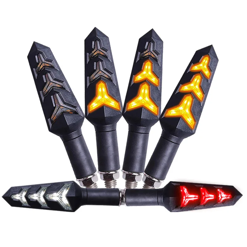 Универсальный Y-образный светодиодный поворотный сигнал для мотоцикла, 12 В, поворотный сигнал, последовательный индикатор потока воды, светодиодная лампа для мотоцикла