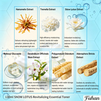 Tonique Essentiel Revitalisant Visage aux Herbes Naturelles et Biologiques, Extrait de Lotus des Neiges, Tremella et Harmamelis, Hydratant, Apaisant et Réparateur
