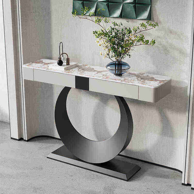 Luxury Modern Stone Slab Console Table – High-End Entryway Table for Living Room, Hallway, Foyer & Contemporary Home Décor - View 3