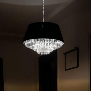 Lámpara de Araña Moderna de Cristal de 18 Pulgadas con Pantalla de Terciopelo Negro, Altura Ajustable, Bombilla LED G9, Lámpara Colgante para Comedor - Product Image 2