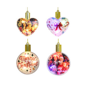 Lampe LED vierge pour arbre <span class=keywords><strong>de</strong></span> Noël Décoration suspendue Sublimation Ornements <span class=keywords><strong>en</strong></span> plastique personnalisés - Product Image 2