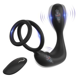 Control Remoto Inalámbrico, Anillo Doble con Bloqueo, Silicona Segura para el Cuerpo, 12 Modos de Vibración, Masajeador de Próstata, Estimulador, Dilatador <span class=keywords><strong>Anal</strong></span> - Product Image 1