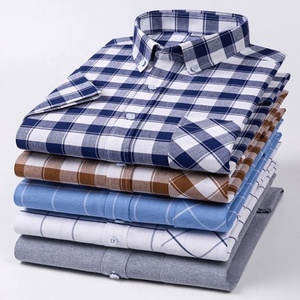 <span class=keywords><strong>Chemise</strong></span> à manches courtes à <span class=keywords><strong>carreaux</strong></span> pour <span class=keywords><strong>homme</strong></span>, en tissu Oxford délavé, décontractée, cardigan, col boutonné, pour papa, <span class=keywords><strong>chemise</strong></span> à demi-manches - Product Image 2