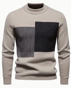 Pull à col rond en patchwork pour hommes, chaud et mince - Product Image 2