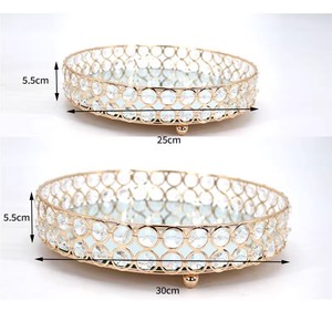 صينية زينة دائرية قائمة بذاتها بتصميم أوروبي إبداعي مع مرآة وخرز كريستالي لتخزين مستحضرات التجميل، من المصنع مباشرة - Product Image 4