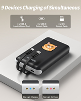 Station de charge portable 10000mAh 15W, station de charge multi-ports avec USB-C pour batterie externe et appareils, utilisation intérieure/extérieure