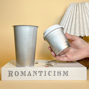 Mug à café en aluminium recyclable multi-capacités 16 oz, changeant de couleur, avec logo personnalisé, tasse métallique pour fêtes, boissons chaudes - Product Image 1