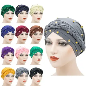 UNIQ-turbante con cuentas para mujer, pañuelo para la cabeza, musulmán, para <span class=keywords><strong>quimioterapia</strong></span> - Product Image 1