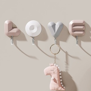 Love Letter Wall Hooks 4 Pack Adhesive No Drill Key Bag Organizer Minimalist Design For Entryway Bedroom Kitchen Bathroom Doors - Product Image 1