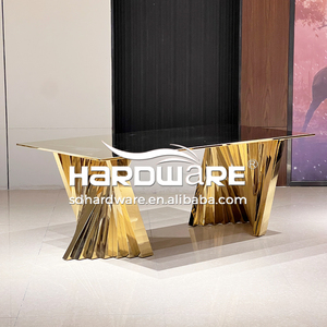 Superventas nuevo estilo creativo Rectangular oro Acero inoxidable comedor recepción boda Hotel mesa para salón de banquetes - Product Image 4