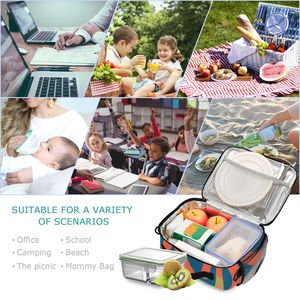 Sac à déjeuner isotherme personnalisé avec logo imprimé corail, fermeture éclair, sac de transport alimentaire portable pour l'école et les voyages - Product Image 5
