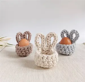 Sz513 phục sinh Bảng trang trí nội thất trang trại nhà trang trí nội thất trứng ấm cúng Crochet Thỏ Bunny trứng chủ Easter Egg cup