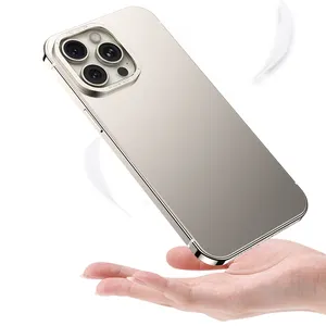 超薄型チタン金属電話ケースアルミニウム合金フレーム電話ケースiPhone15 Pro Max金属電気プレートフレーム付き