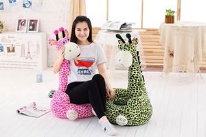 Cartoon Cute Animal Bean <strong>Bag</strong> Chair Seat Brown <strong>Giraffe</strong> Plush Toy For Children PP Cotton Filling Embroidered Logo Birthday Gift - Product Image 3