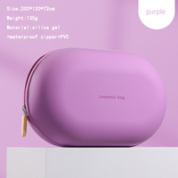 Sac de maquillage imperméable en silicone violet élégant pour filles, organiseur de produits de toilette pour les essentiels de beauté, fermeture à glissière
