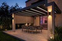 Pergola à lames orientables en aluminium thermolaqué certifiée CE, avec capteur de pluie électrique et LED, étanche, pour patio, vente en gros