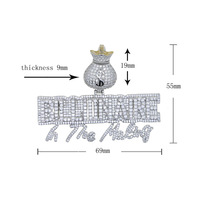 Pendentif Lettre BILLIONAIRE en Zircon Cubique (CZ) style Hip Hop, Bijoux en Gros pour Chaîne Cubaine
