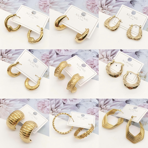 أحدث مجموعة أقراط من الفولاذ المقاوم للصدأ للبيع بالجملة TTM XUPING ، صحن ذهبي عصري ، صحن متدلي أنيق - Product Image 4