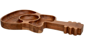 Bandeja de aperitivos con diseño de guitarra de madera maciza natural con compartimentos Bandeja de regalo de madera para amantes de la música y fiestas - Product Image 5