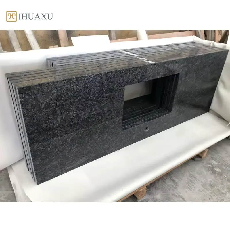 Encimeras de tocador de granito gris modernas de la fábrica Huaxu, encimera doble para baño para mesa de Villa, encimera de Hotel