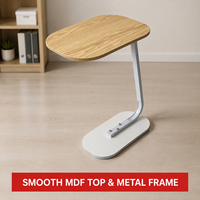 Table d'appoint en bois MDF en forme de C avec structure métallique et base ovale pour table d'appoint de canapé, salon