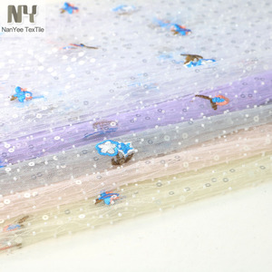 ผ้าลูกไม้ปักลายลูกปัดแบบแบน ดีไซน์ลายคลื่นสุดหรู พร้อมลายพิมพ์นก จาก Nanyee Textile - Product Image 4