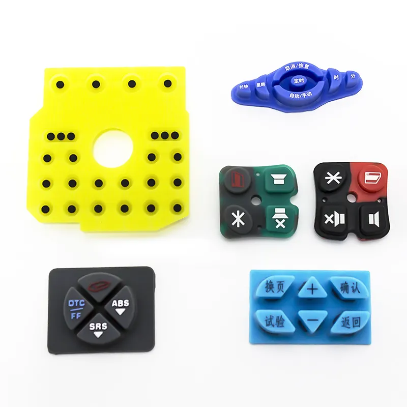 Botões personalizados de silicone de fábrica, botões condutores, eletrônicos de borracha, botão de telefone e chaveiros