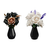 Ensemble de blocs de construction créatifs modernes Dekke, ensemble de fleurs, vase à roses noir et blanc, plastique ABS, jouet de construction éducatif