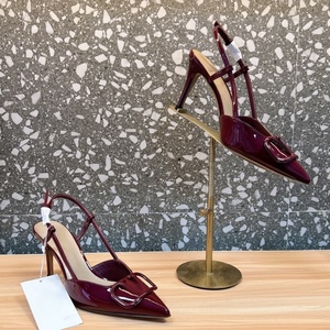 Zapatos de Diseñador de Alta Calidad, Tipo Slip-On, de Charol Brillante, Color Rojo Vino, Vintage, con Tacón Alto y Punta, Elegantes y a la Moda para Mujer, Verano - Product Image 1