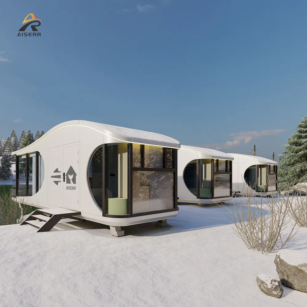 Rumah seluler Kemah pintar, pod hidup minimalis rumah seluler ramah lingkungan rumah berkemah rumah dengan tirai kontrol suara
