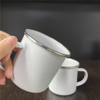 En gros Blanc Sublimation Tasses Café Campeur Extérieur Personnalisé Tasse En Émail Avec Logo