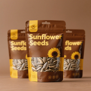 Bolsa de plástico impresa personalizada Fruta Nueces Kemels Comida Bolsa de fondo plano Bolsa de semillas de girasol con agujero para colgar - Product Image 1