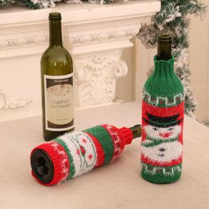 New Christmas wool sweater wine bottle <b>cover</b>, red wine sleeve, Christmas home and hotel <b>table</b> decoration. - Product Image 2