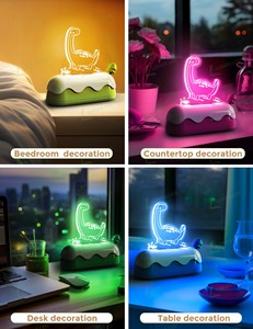 LOHAS Cute <span class=keywords><strong>Dragon</strong></span> RGB LED Night Light Mini Table Night Lamp Type-C USB & Battery Powered Color Changing Acrylic para niños Nursery - Product Image 4