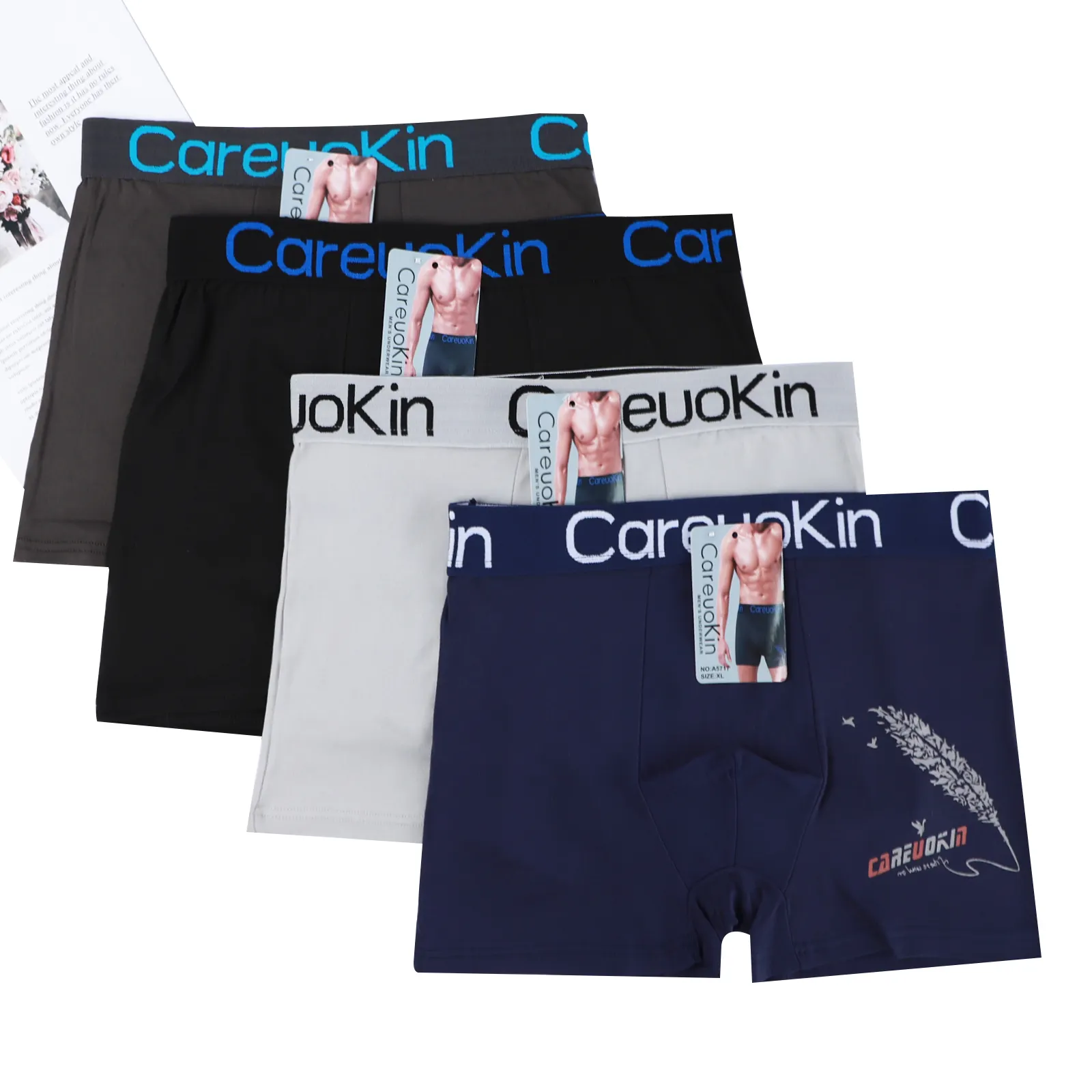 UOKIN Factory wholesale mens boxer briefs quality elastic waistband male underpants in Low MOQ price Careuokin A5717