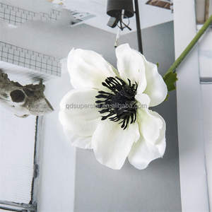 Fleur d'anémone artificielle en soie de qualité supérieure B-403, blanche, tige unique - Anémone de mer artificielle réaliste pour la décoration de la maison, en vrac - Product Image 5