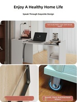 Bureau d'ordinateur escamotable et télescopique en bois massif, style minimaliste moderne, pour chambre à coucher, idéal pour petit appartement, gain de place