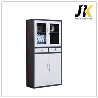 Archivador de Oficina Combinado de Acero con Puerta de Vidrio con Cerradura, Moderno, de Dos Tonos Metálicos, con Cajón
