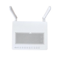 F690V Modem Fiber Optik XPON ONU Gigabit Empat Port dengan Adaptor Daya Versi Bahasa Inggris untuk Perdagangan Luar Negeri