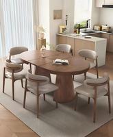 Table à manger ovale extensible et pliable en bois massif de style français DISHI, mobilier de salle à manger réglable en taille pour les maisons