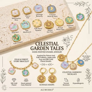 Cuentos del Jardín Celestial |   Dijes de Acero Inoxidable con Baño de Oro PVD de 18K y Esmalte Pintado a Mano |   Colgantes Impermeables y Resistentes al Deslustre - Product Image 2