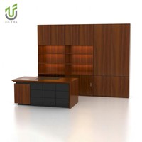 iULTRA 2026 Grand bureau de direction modulaire de luxe avec meuble de rangement et piédestal, faible MOQ, pour réunions de conseil et bureaux d'entreprise