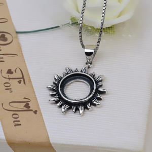 S925 Silver <b>Sunflower</b> Thai Silver Pendant Earrings <b>Ring</b> Set DIY Accessories Fetal Hair Jewelry Findings Components - Product Image 4