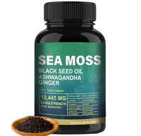 Sea Moss 8 1 Kapsul 19445mg Kompleks Minyak Biji Hitam Ashwagandha Jahe Suplemen Pendukung Imunitas Alami Harian untuk Dewasa 60