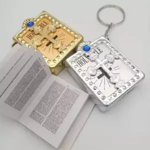 예수 커버 열쇠 고리 선물 영어 종교 미니어처 종이 영적 기독교 미니 성경 키 체인